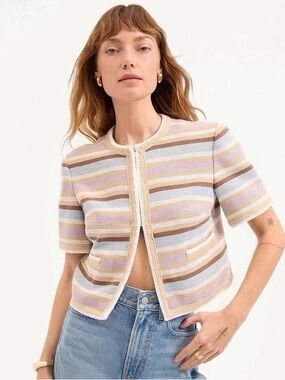 NWT Veronica Beard Wyatt Jacket Khaki Stripe